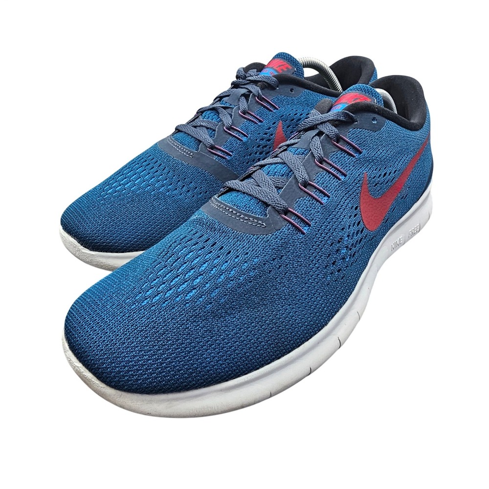 Nike Free RN 2016 Mens Size 10 Running Shoes Blue Red 831508-406 Low Top Sneaker